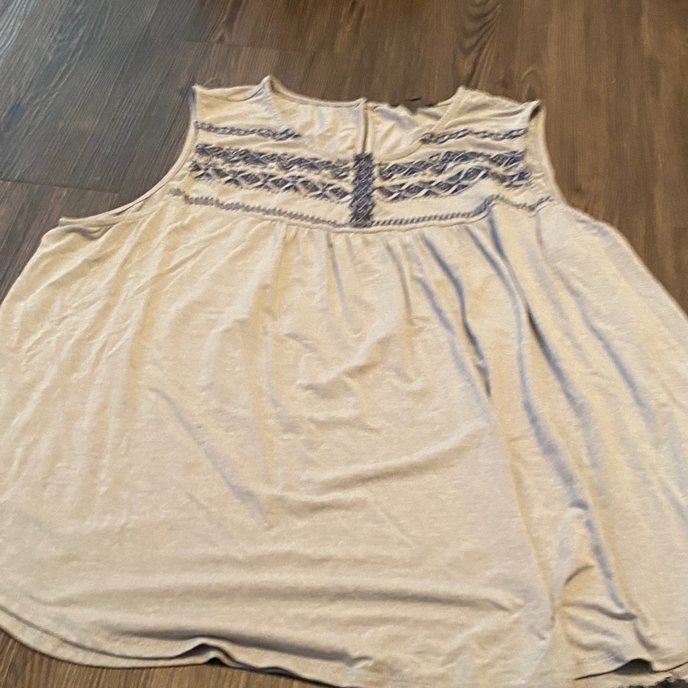 Sleeveless GreyTop with Embroidered Detail